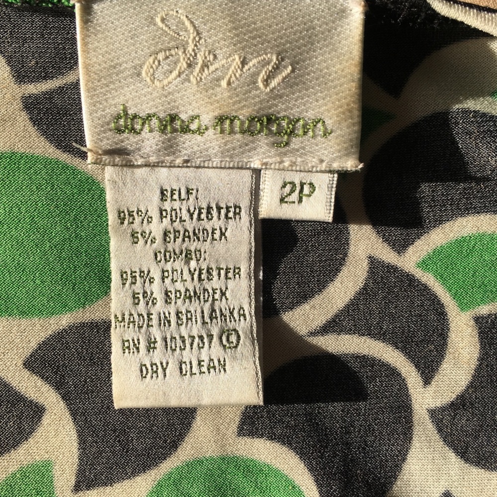 Donna Morgan Black/Green Pattern dress with ties - Picture 3 of 3